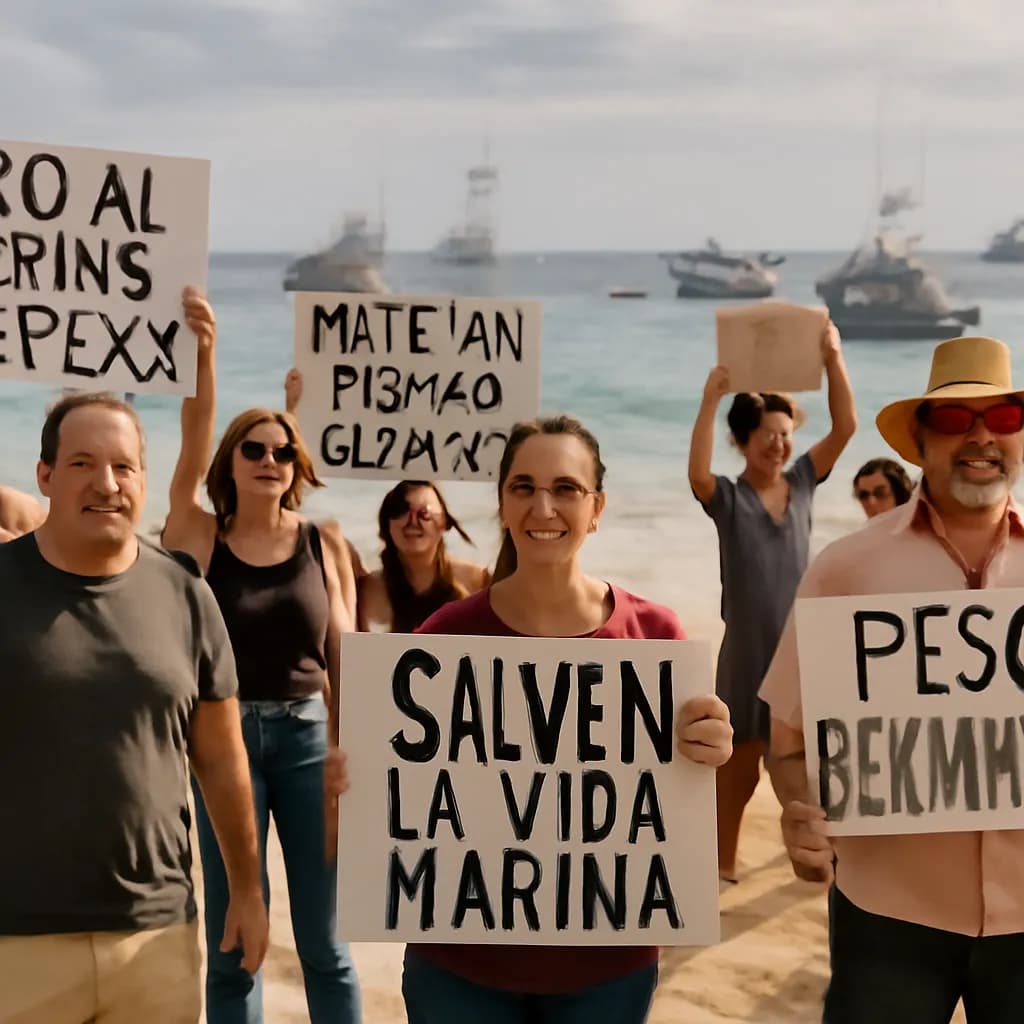Protesta en Cabo San Lucas durante el torneo de pesca Bisbee’s
